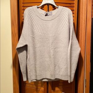 Halogen Oversized Sweater Gray Tie Neck Medium